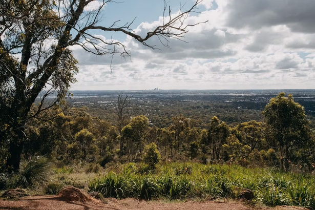 a view of the city from the top of a hill. zigzag Perth. cruise and sing in tesla car and have a karaoke