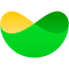 a green and yellow logo on a white background represent environment