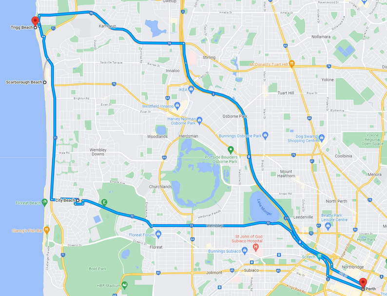 a map showing the route to Melbourne from Sydney